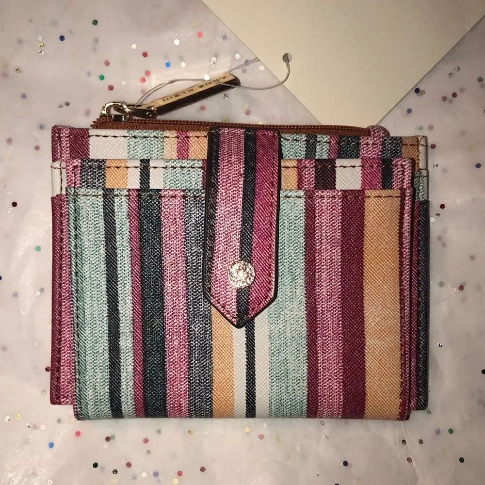 Anne Klein Striped Fun Pink Pastel Colors Wallet Card Case